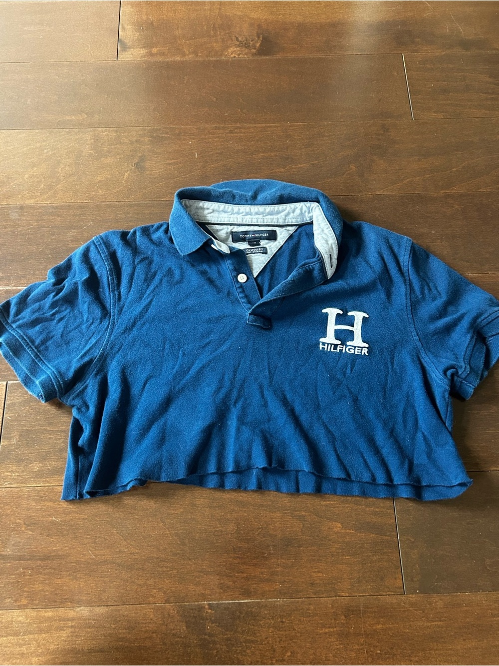 Tommy Hilfiger Deep Blue Cropped Polo with Logo